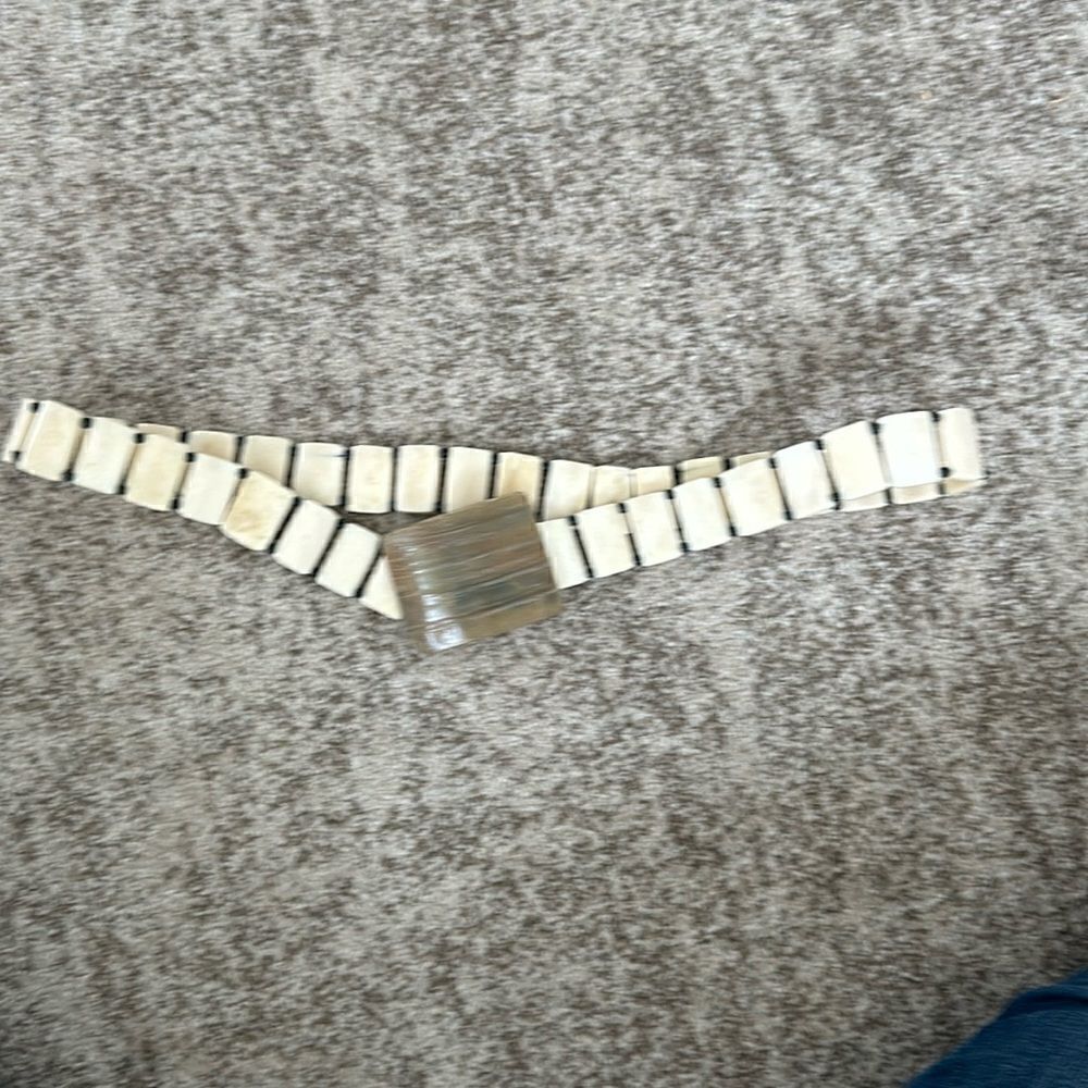 Handmade Ivory & Bead Hook Belt 34” S/M